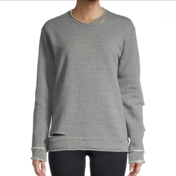 ALALA‎ Cypher Distressed Cutout Sweatshirt Grey Women's Medium USA Made Grunge - Picture 1 of 10